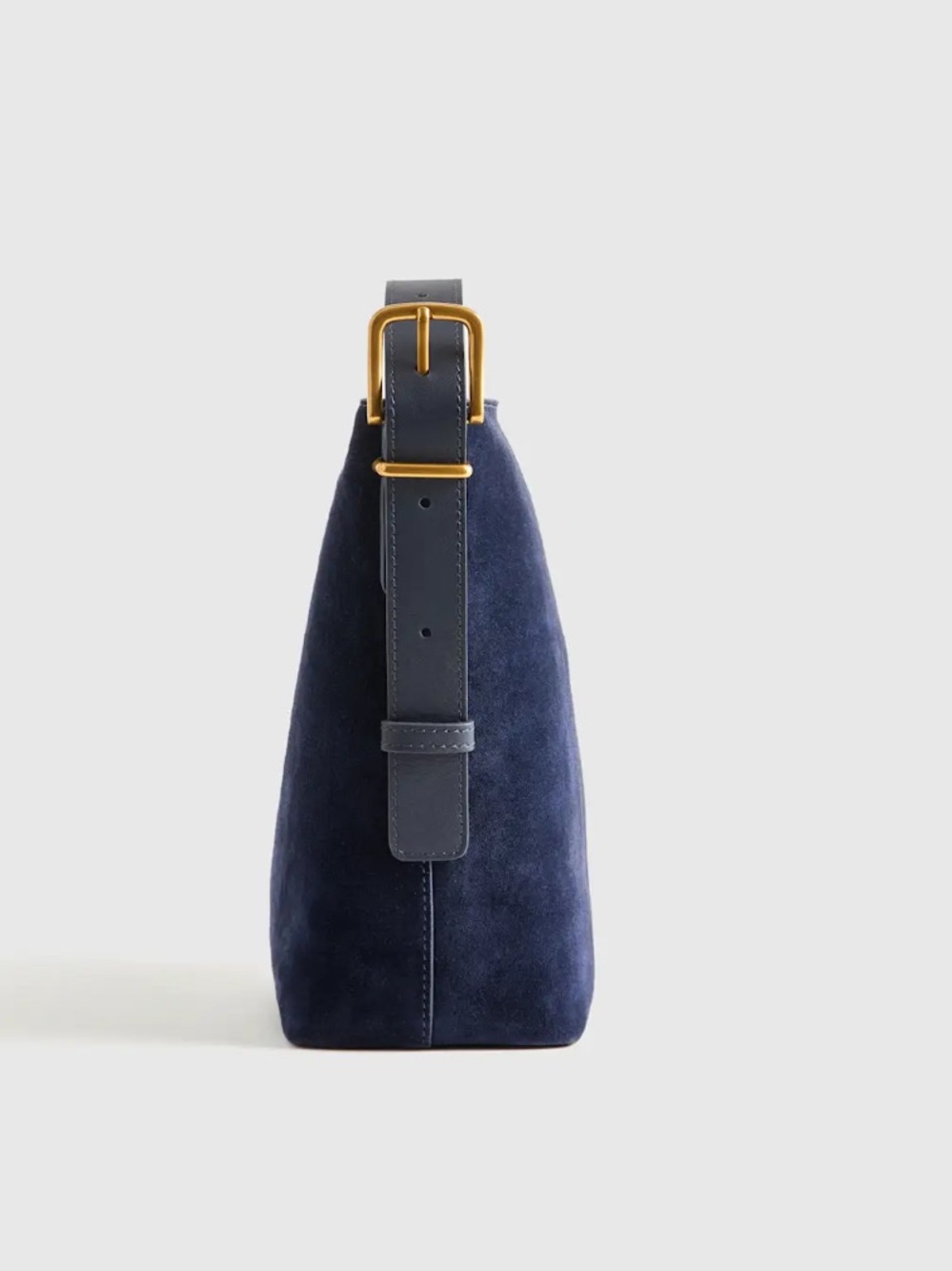 NWT and Dustbag Quince Italian Suede Bucket Crossbody in Navy. - Picture 2 of 14